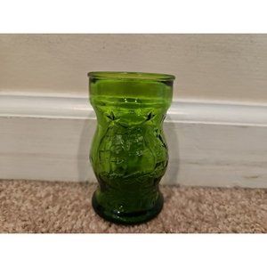Vintage Indiana Glass Juice Glass 4 Fl Oz, Green Ship Design
